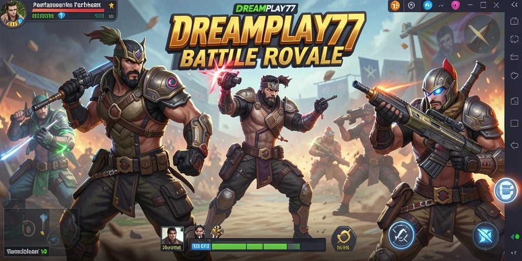 Screenshot gameplay menarik dari DREAMPLAY77 yang menampilkan aksi Battle Royale.