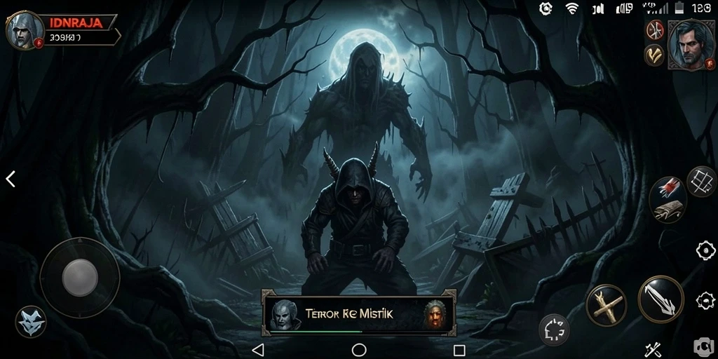 Gameplay menakutkan IDNRAJA dengan suasana yang mencekam.