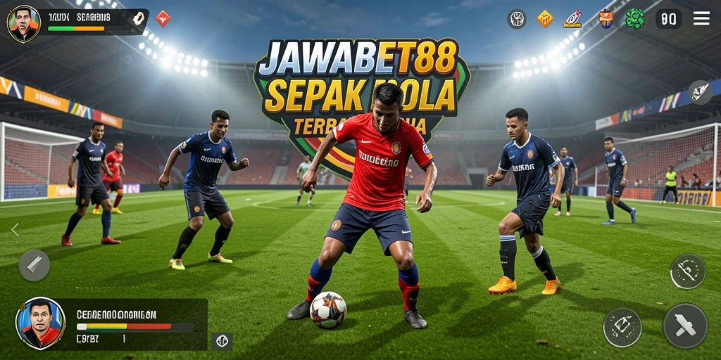 Tampilan gameplay JAWABET88 dengan aksi seru sepak bola.