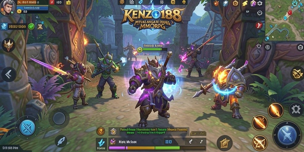 Tampilan gameplay KENZO188 yang menampilkan pertempuran epik di dunia MMORPG.