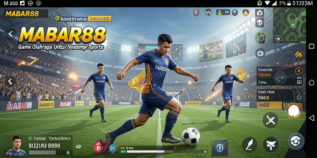 Tampilan gameplay seru dari MABAR88 yang menggambarkan pertandingan olahraga.