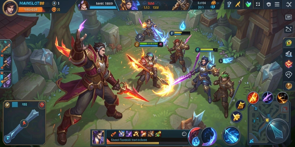 Gameplay seru dalam pertarungan MOBA yang mendebarkan.