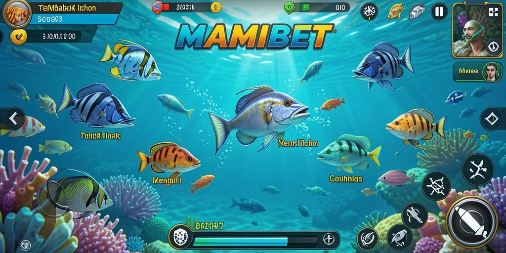 Screenshot utama MAMIBET yang menampilkan aksi Tembak Ikan yang seru.
