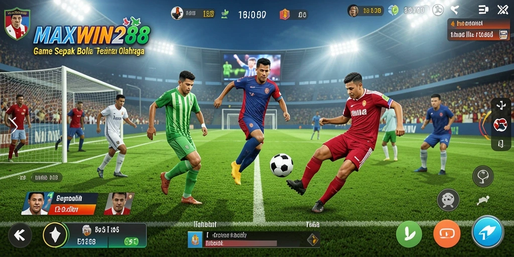 Tampilan gameplay seru dari MAXWIN288 dengan aksi sepak bola yang menegangkan.