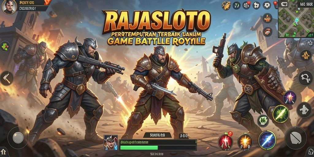 Tangkapan layar RAJASLOTO menunjukkan aksi pertempuran epik dalam game Battle Royale.