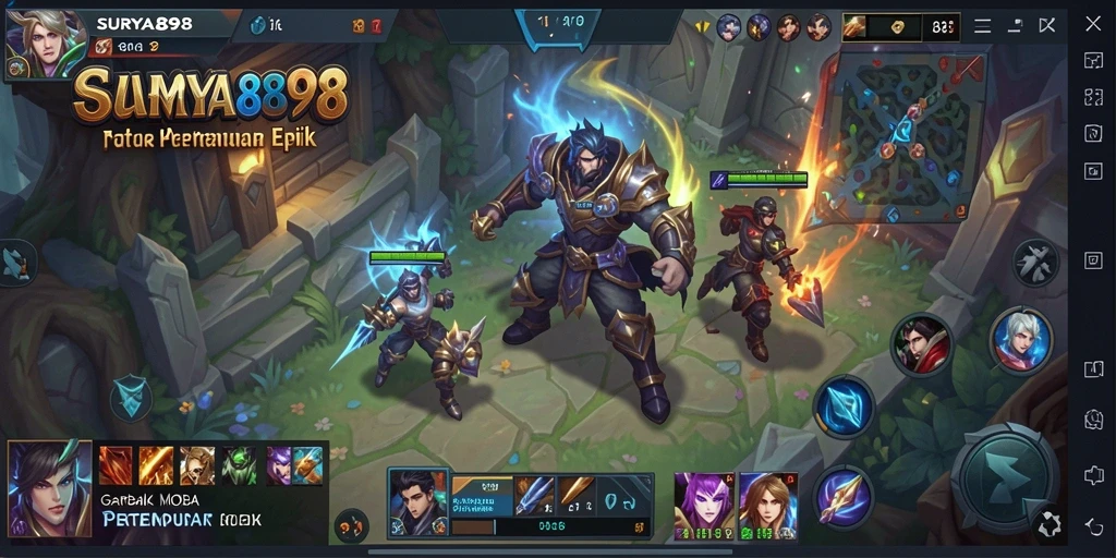 Tampilan gameplay seru dari SURYA898 dalam pertempuran MOBA.