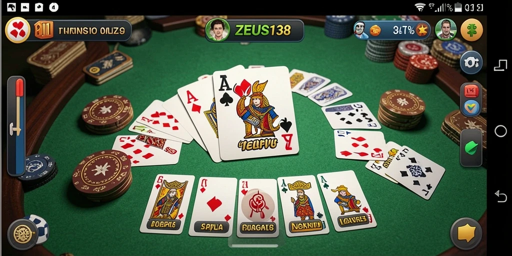 Tampilan gameplay seru dalam ZEUS138 yang menampilkan permainan Gaple.